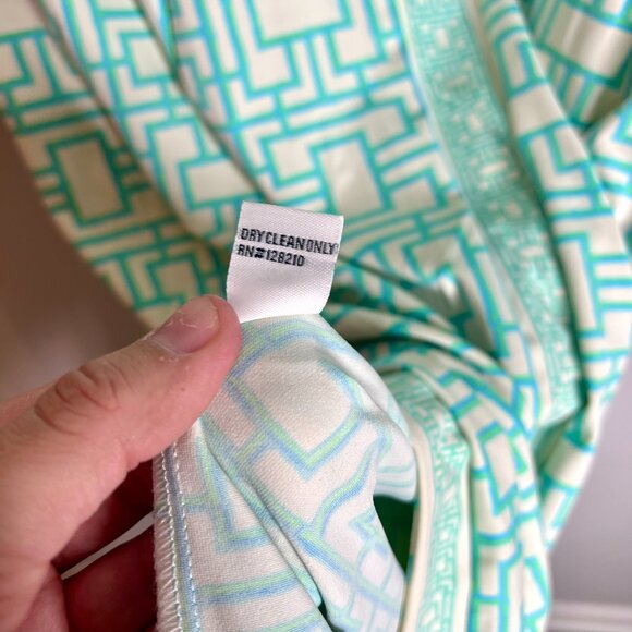 Elizabeth McKay Bamboo Geometric Print Nylon Spandex Button Front Shift Dress M - Picture 4 of 6